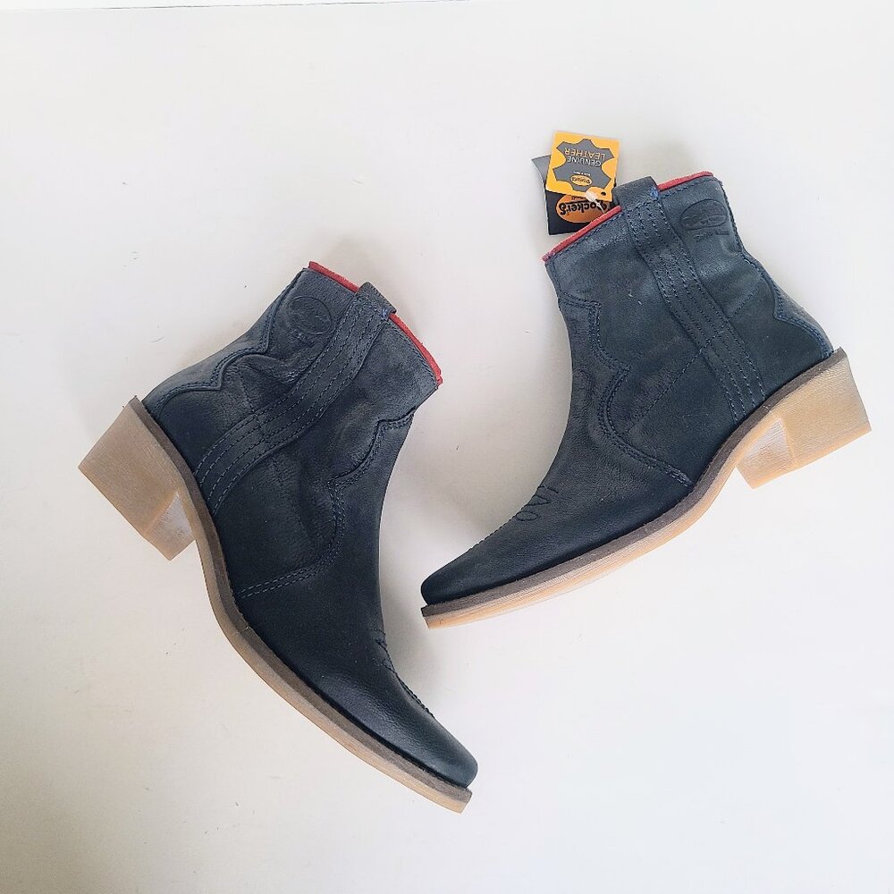 Dockers by Gerli Gray Genuine Leather Western Pointed Toe Cowgirl Boots Size 37